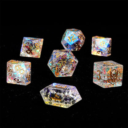 Dragon's Hoard Gemstone Dice Set - Prismatic K9 Crystal, with Deluxe Case