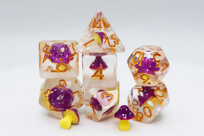 Purple Mushroom Dice Set - Resin Inclusion