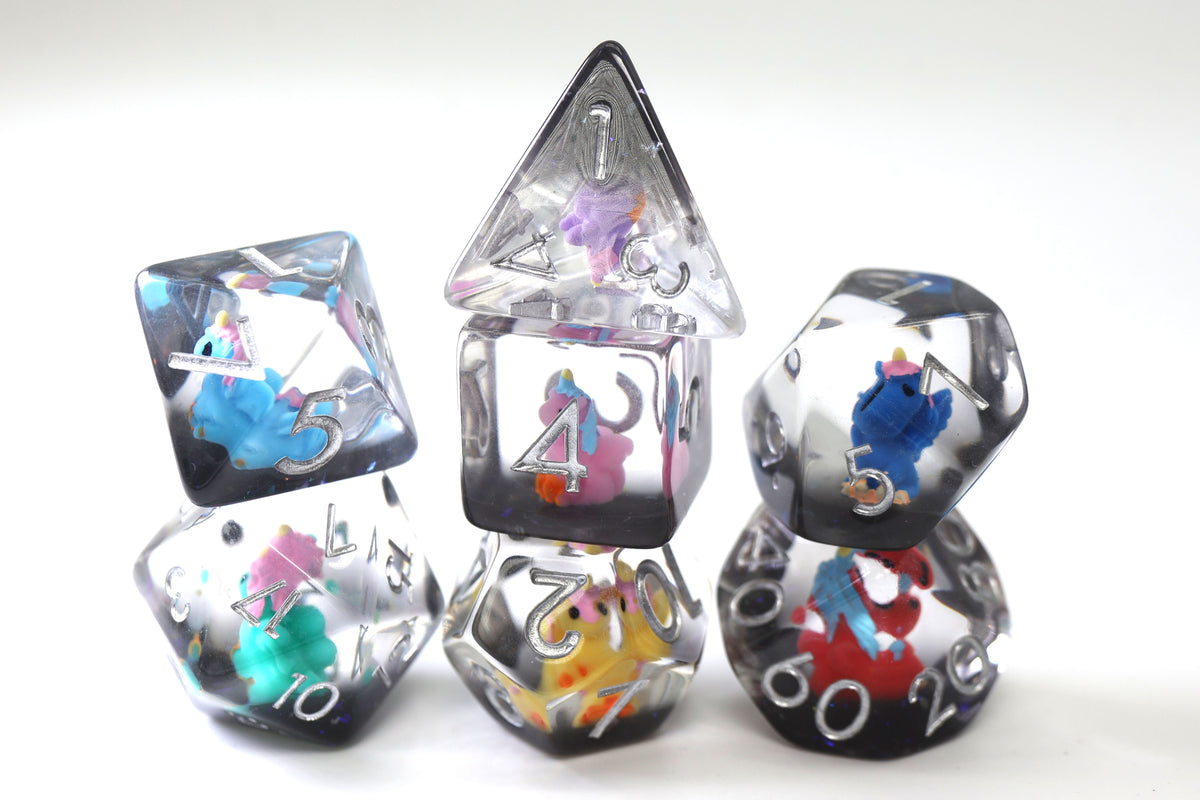 Unicorn Party Dice Set - Resin Inclusion