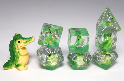 Smiling Crocodile Dice Set - Resin Inclusion