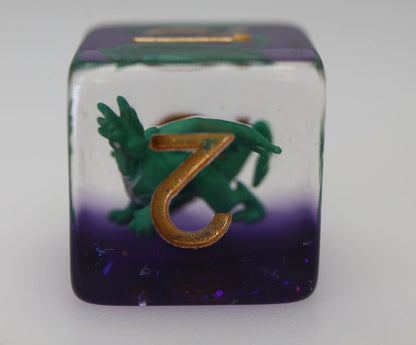 Young Green Dragon Dice Set - Resin Inclusion