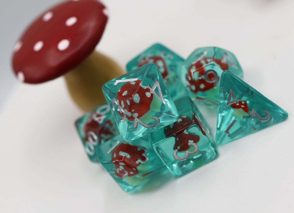 Power Up Mushroom Dice Set - Resin Inclusion