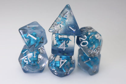 Young Blue Dragon Dice Set - Resin Inclusion