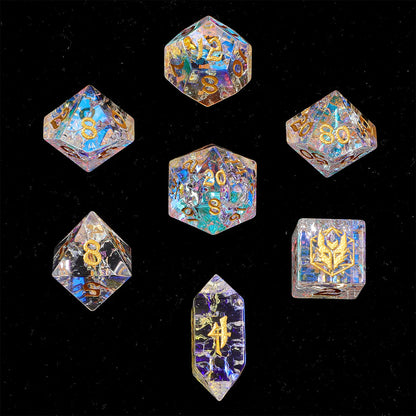 Dragon's Hoard Gemstone Dice Set - Prismatic K9 Crystal, with Deluxe Case