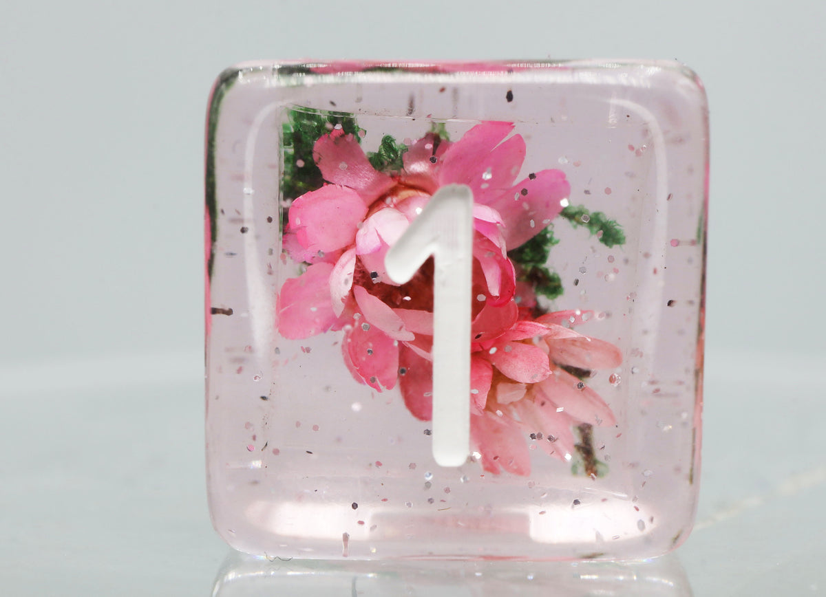 Carnation Love Dice Set - Resin Inclusion