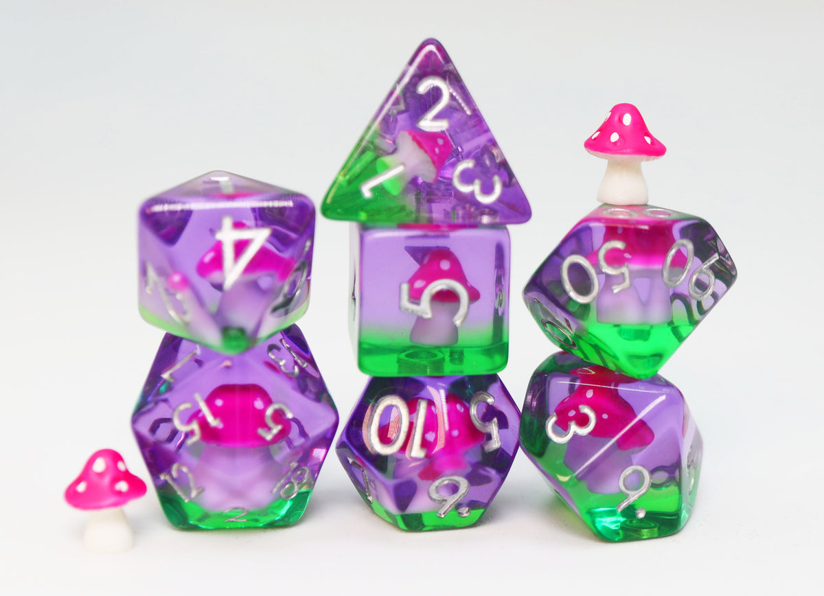 Fae Mushrooms Dice Set - Resin Inclusion