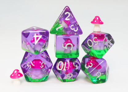 Fae Mushrooms Dice Set - Resin Inclusion