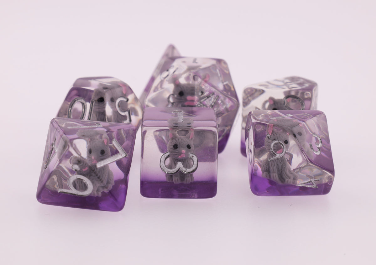 Cozy Cat Dice Set - Resin Inclusion