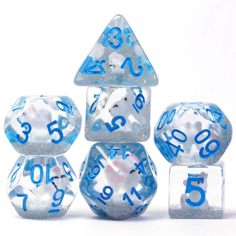 Arctic Fox Dice Set - Resin Inclusion