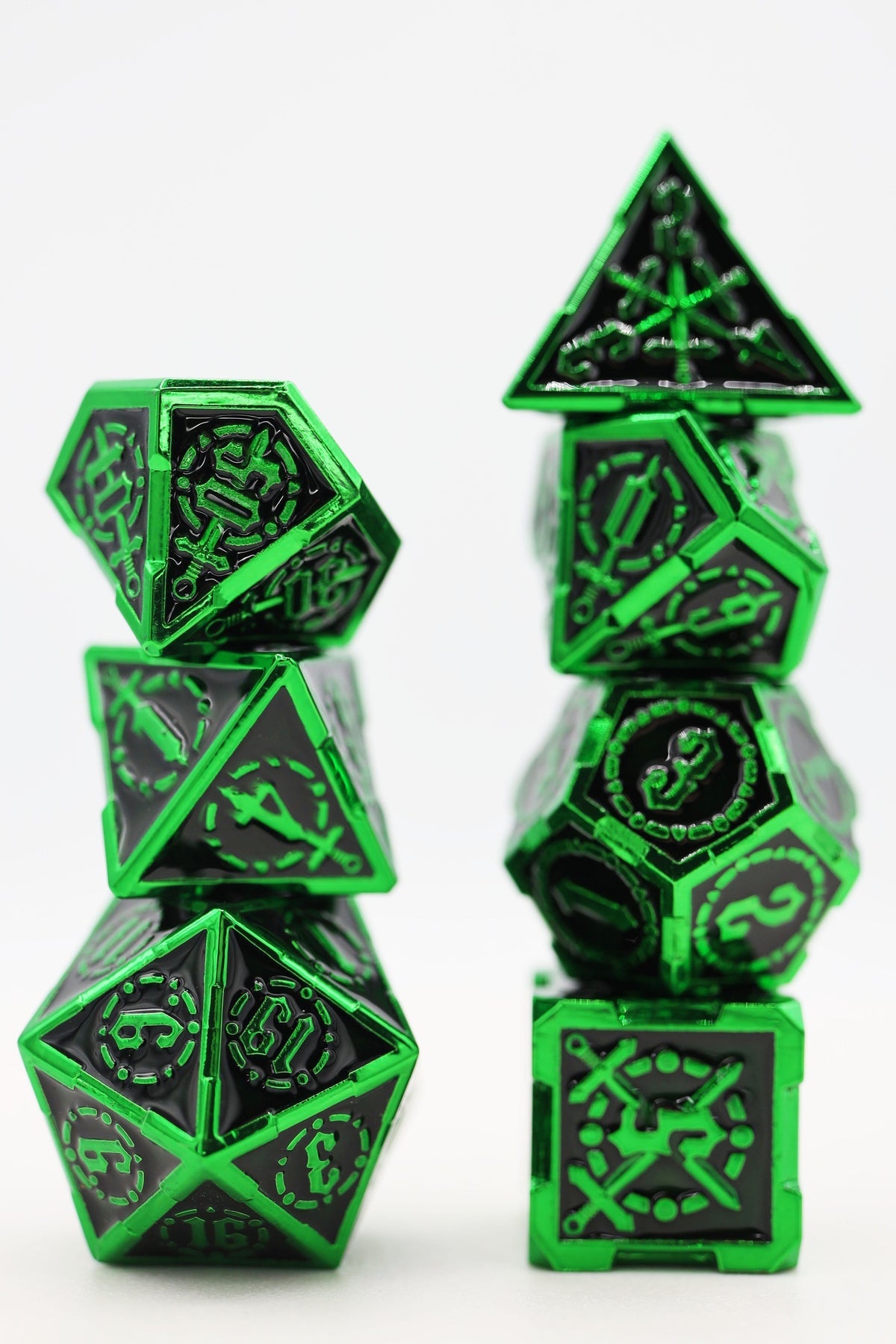 Crossed Swords Dice Set - Sword of Darkness - Metal RPG Dice Set