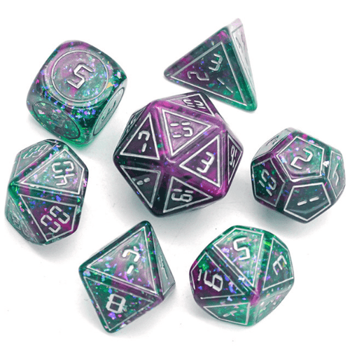 Cybernated Pink & Green Dice Set - Resin