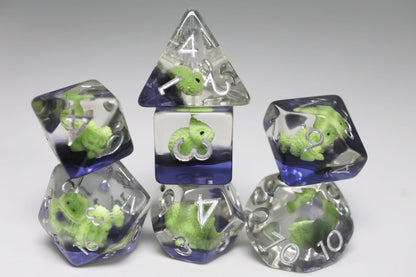 Colorful Chameleon Dice Set - Resin Inclusion