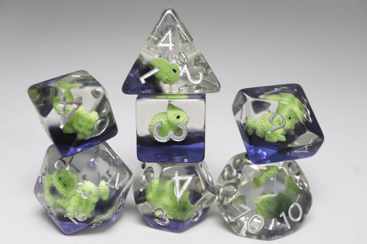 Colorful Chameleon Dice Set - Resin Inclusion