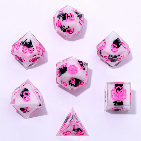 Captured Magic Scardey Cat Dice Set - Sharp Edged Resin