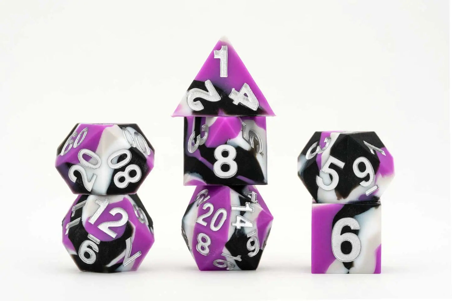 Asexual Pride Dice Set - Sharp Edge Silicone Rubber