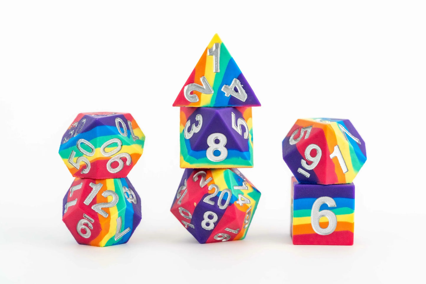 Rainbow Pride Dice Set - Sharp Edge Silicone Rubber