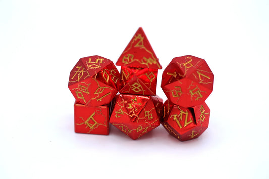 Barbarian Dice Set - Red Chrome, Solid Metal