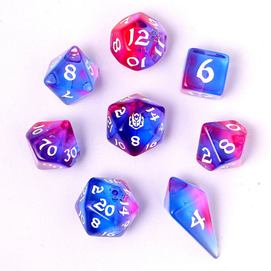 Wyrmforged Rollers 8 Piece Dice Set - Unicorn Tears, Rounded Resin