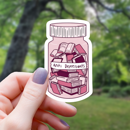 Books Anti-Depressants Read Sticker - 3"