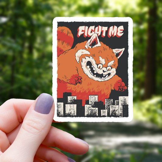 Fight Me Red Panda Monster Sticker - 3"