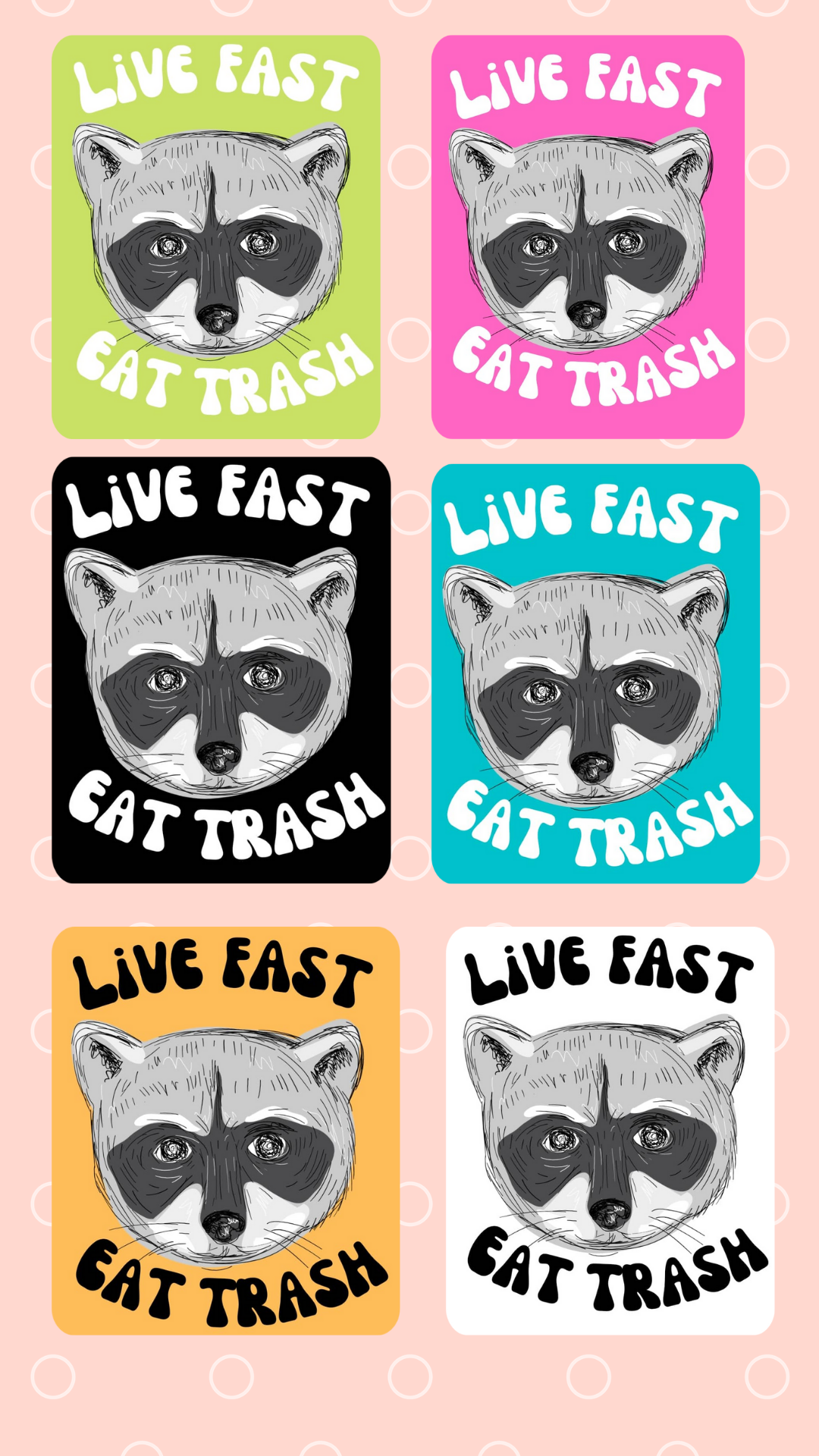 Live Fast eat trash sticker: Black