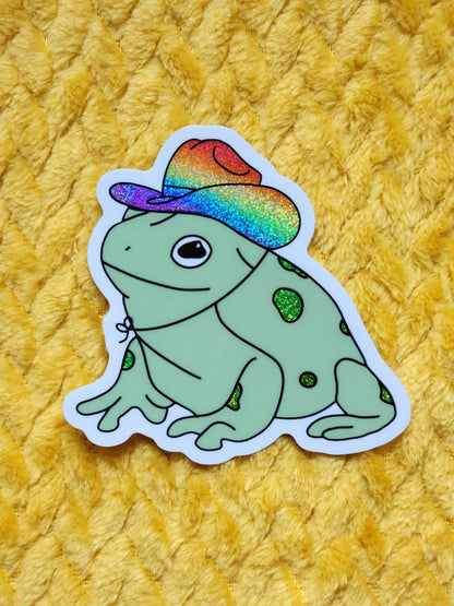 Gay Frog w/ Rainbow Cowboy Hat Sticker