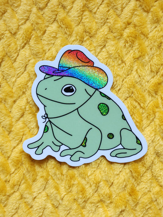 Gay Frog w/ Rainbow Cowboy Hat Sticker