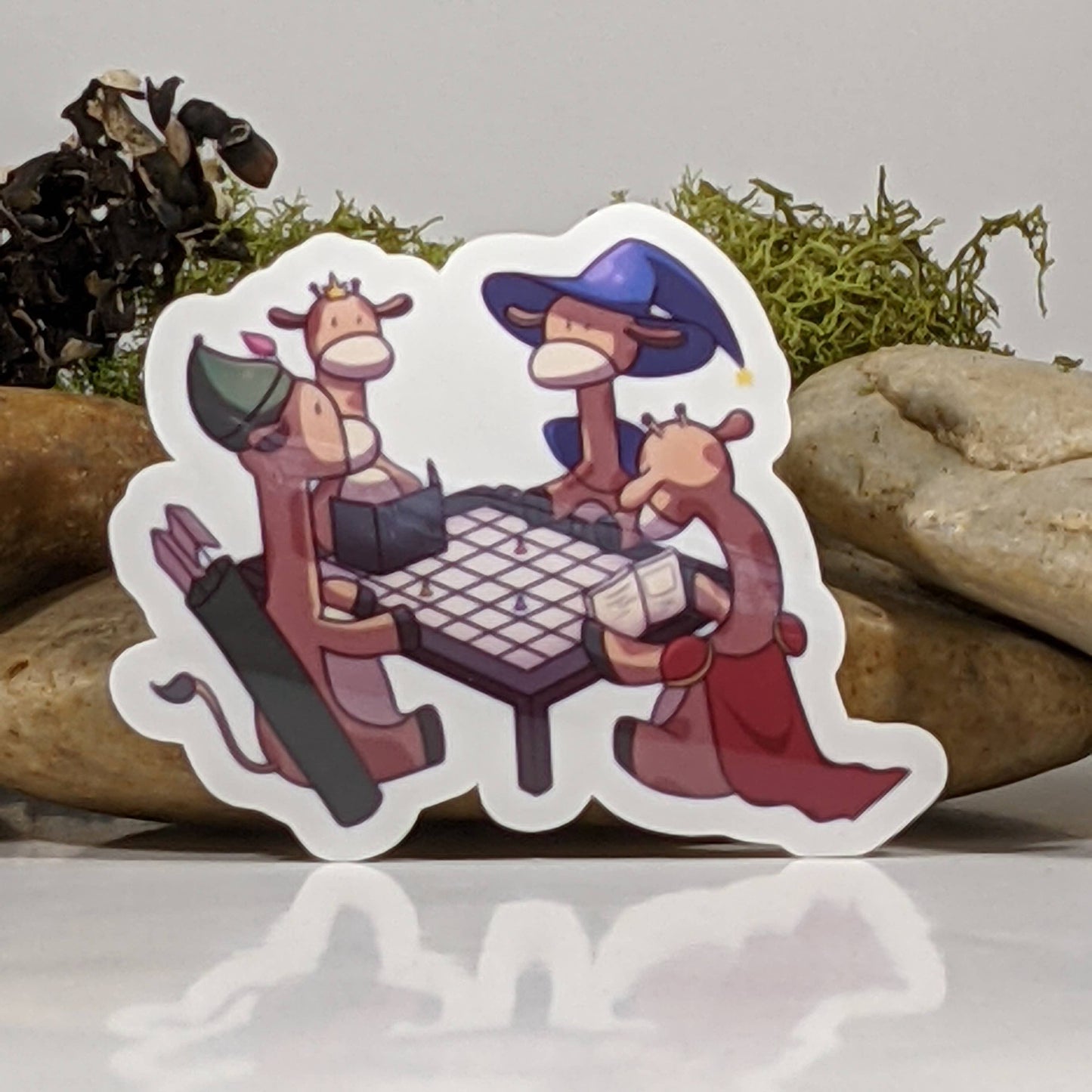 Giraffes Playing Tabletop Rpg Sticker - 2.5"