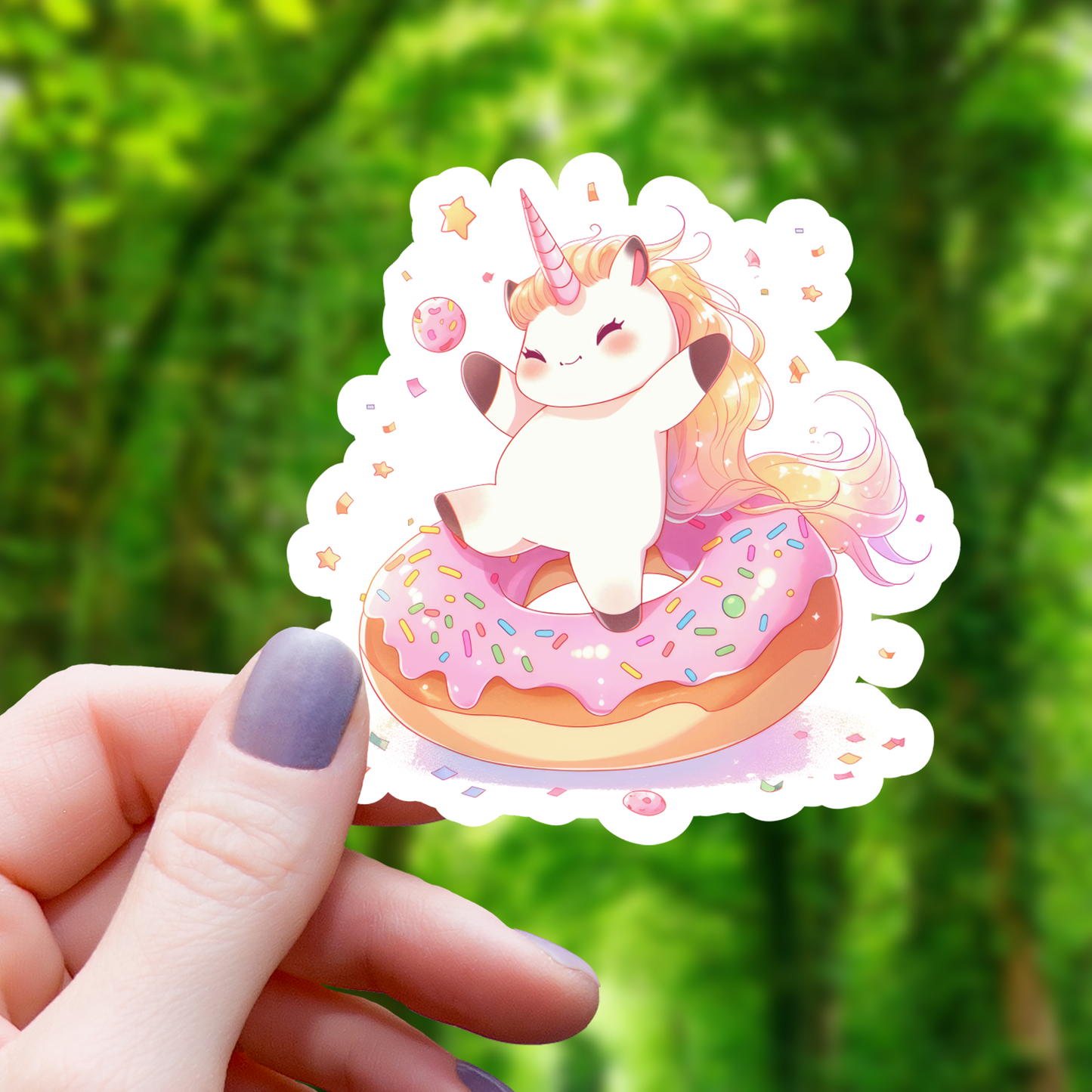 Happy Donut Unicorn Sticker - 3"