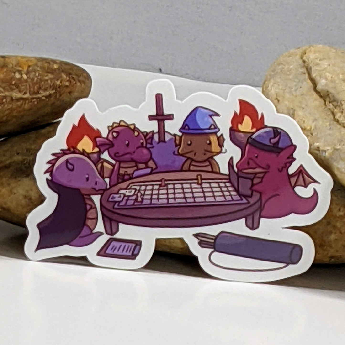 Dragons Playing  Tabletop RPG - Dark - Sticker 2.5"
