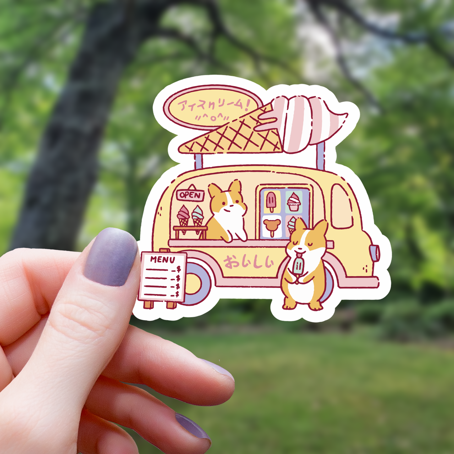 Corgi Ice Cream Truck Funny Sticker - 3"