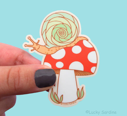 Snail and Toadstool Vinyl Sticker