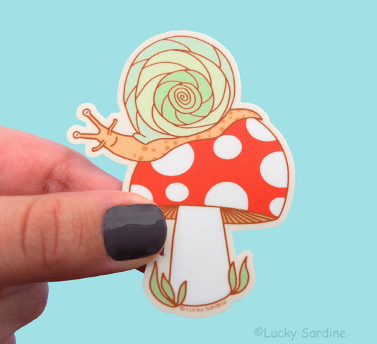 Snail and Toadstool Vinyl Sticker