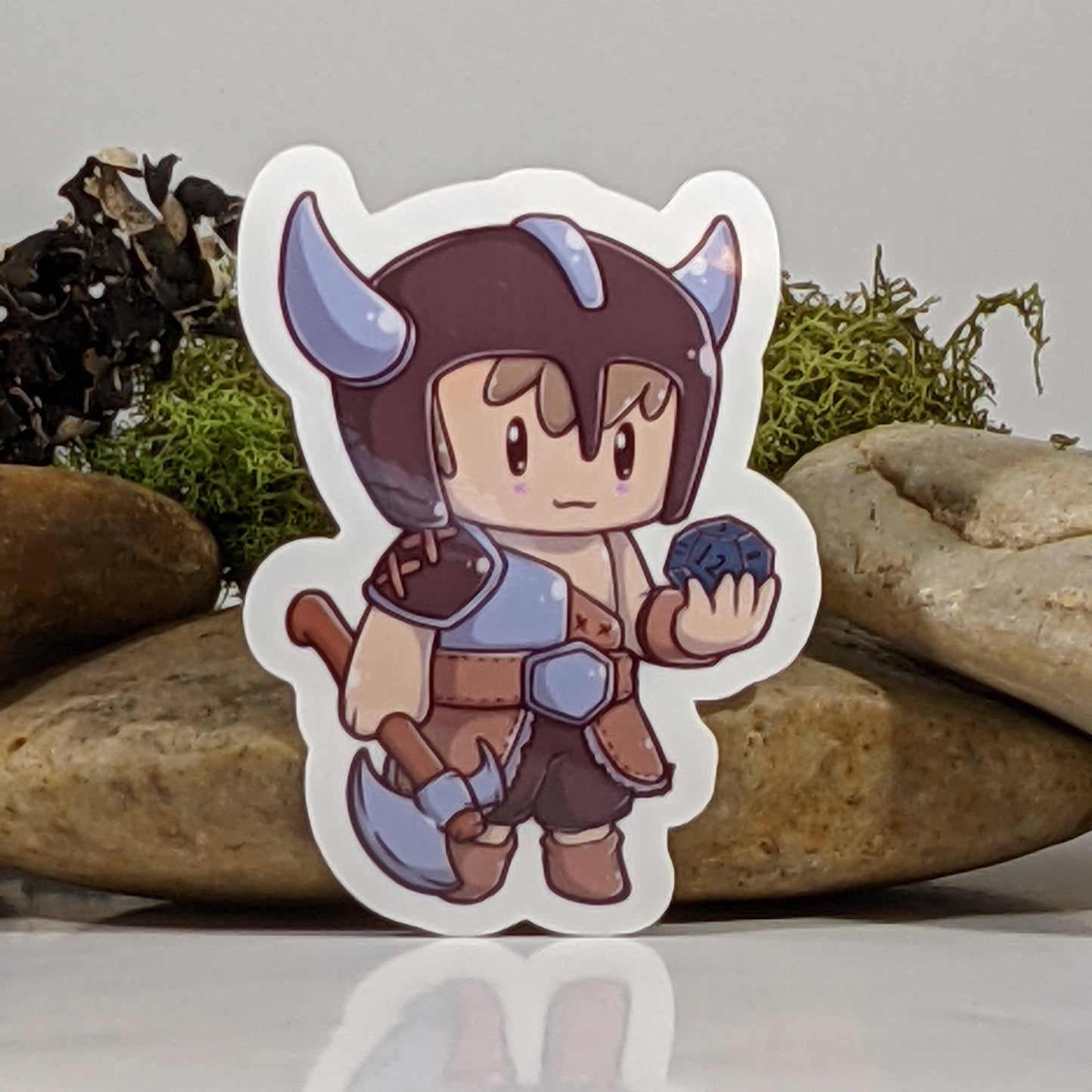 Chibi Barbarian Class Tabletop Gaming Sticker - 2.5"